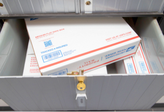 Image of the Extra Large PO Box, Size 5, with multiple medium-sized packages.